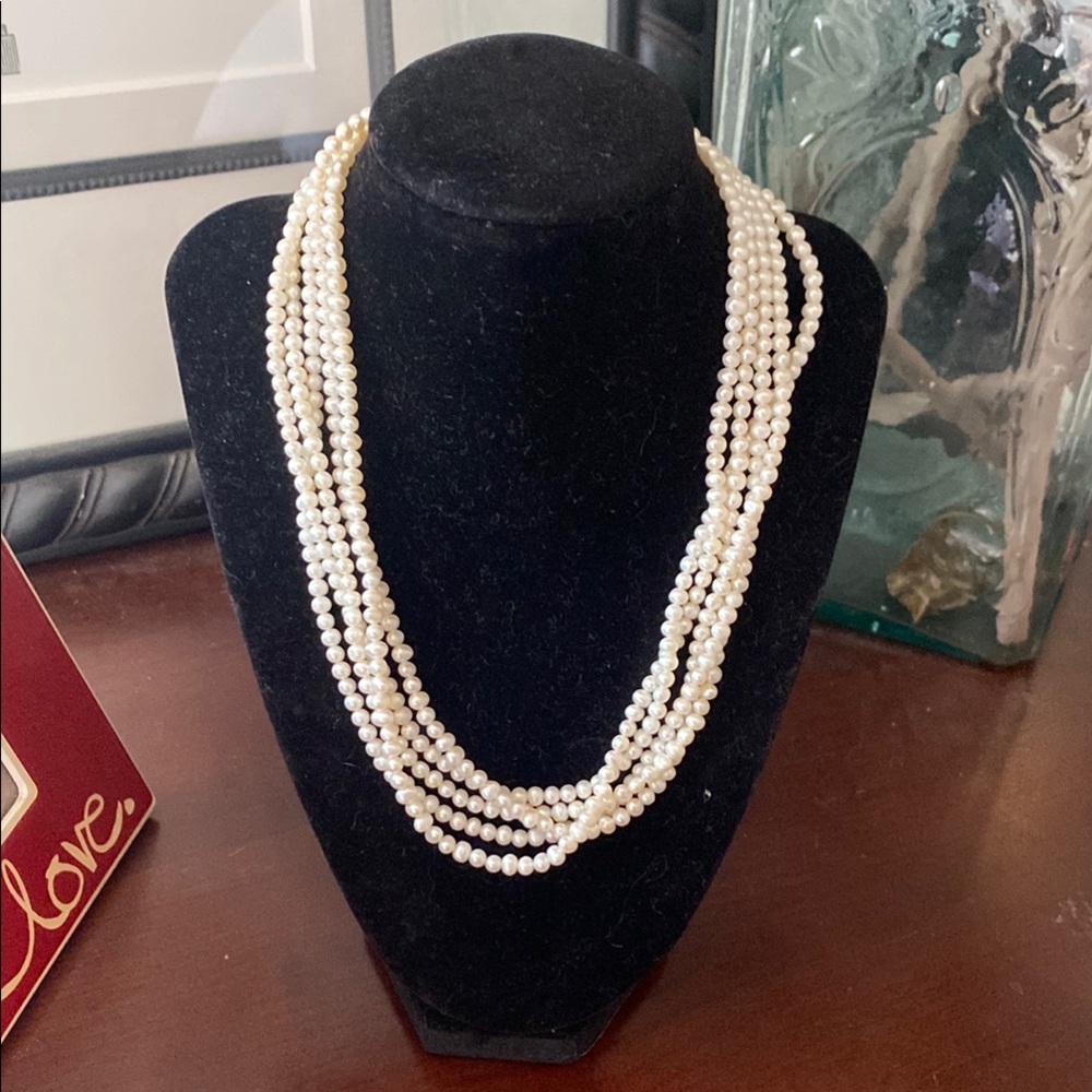 Multi Strand 14k toggle Mini Pearl Necklace